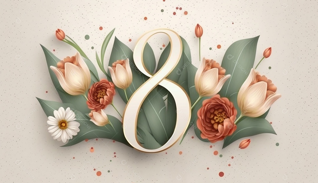 Modelo oito de março com número oito brilhante