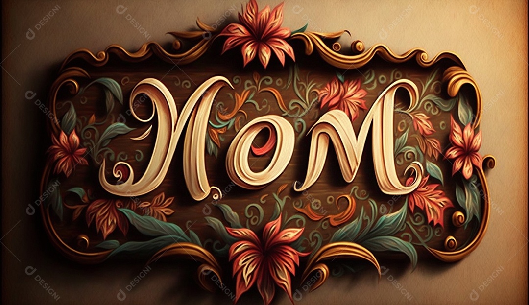 Letreiro escrito mãe floral