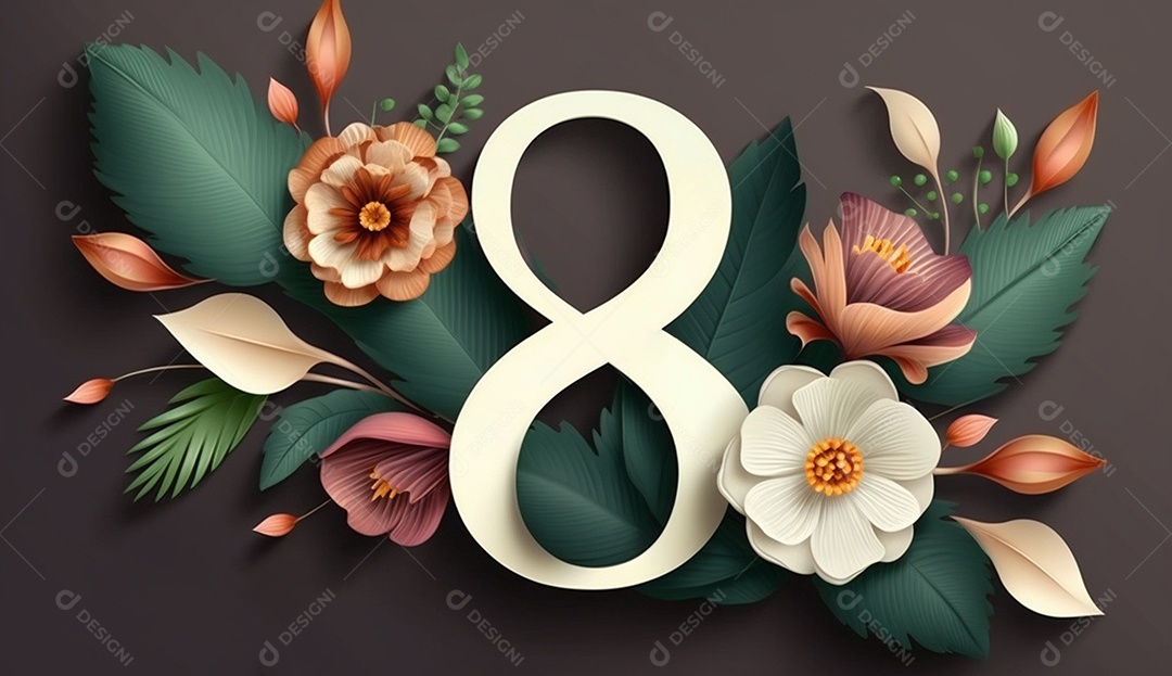Modelo oito de março com número oito brilhante