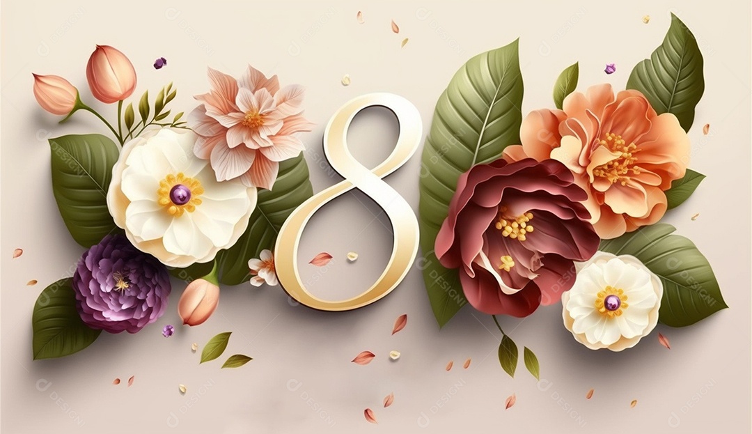 Modelo oito de março com número oito brilhante