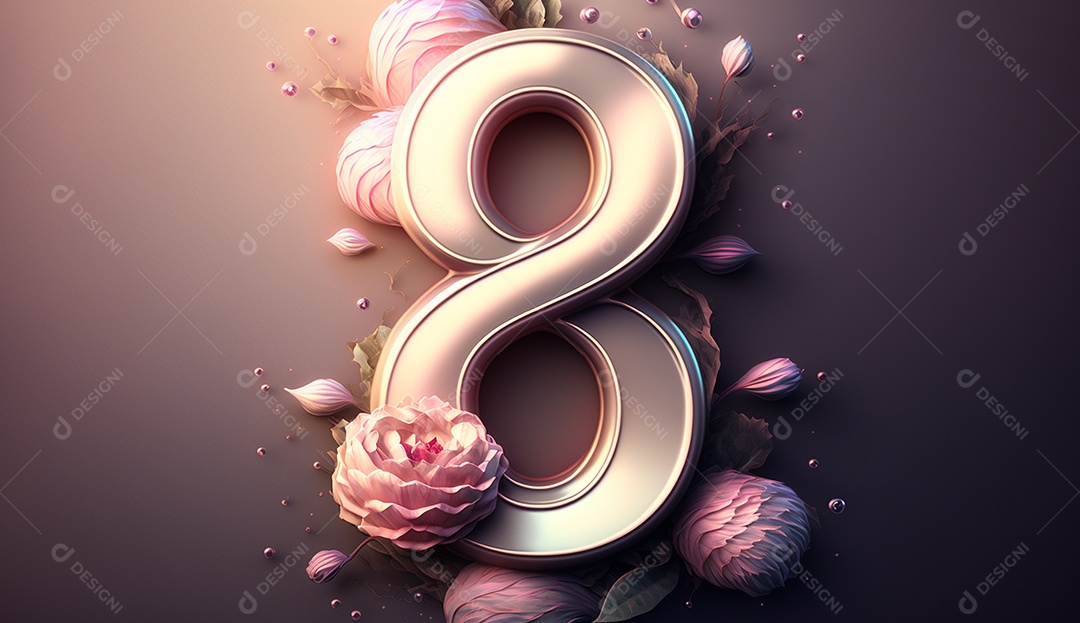 Modelo oito de março com número oito brilhante