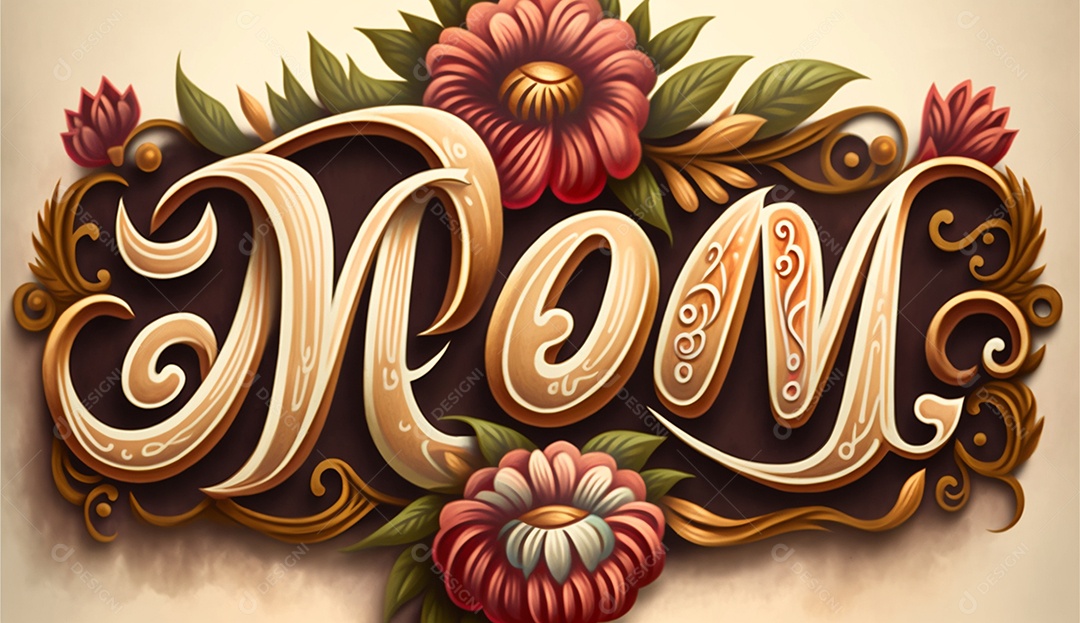 Letreiro escrito mãe floral