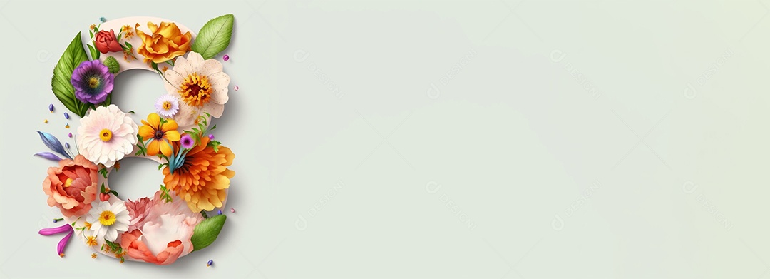Número 8 floral em fundo claro