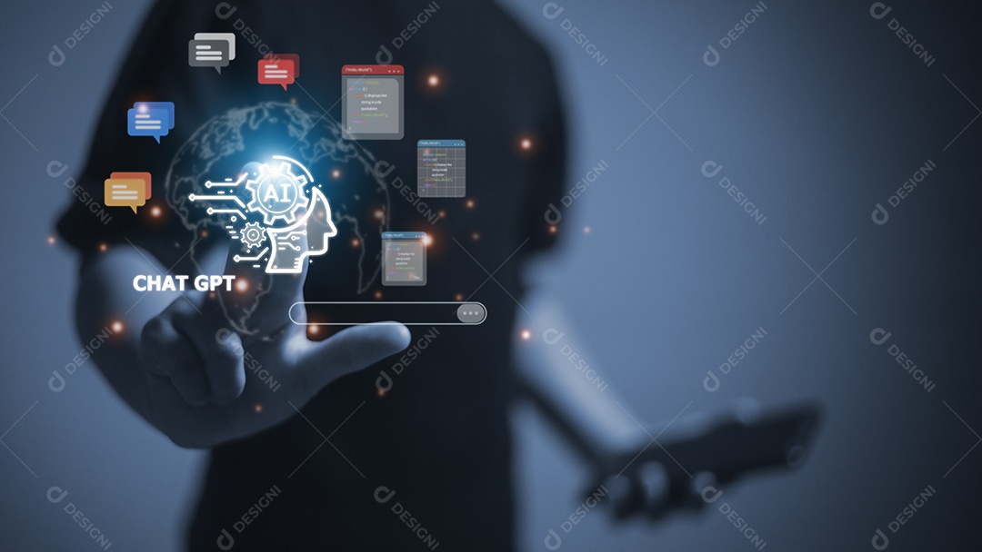 Chatbot Bate-papo com AI, Inteligência Artificial. homem usando tecnologia