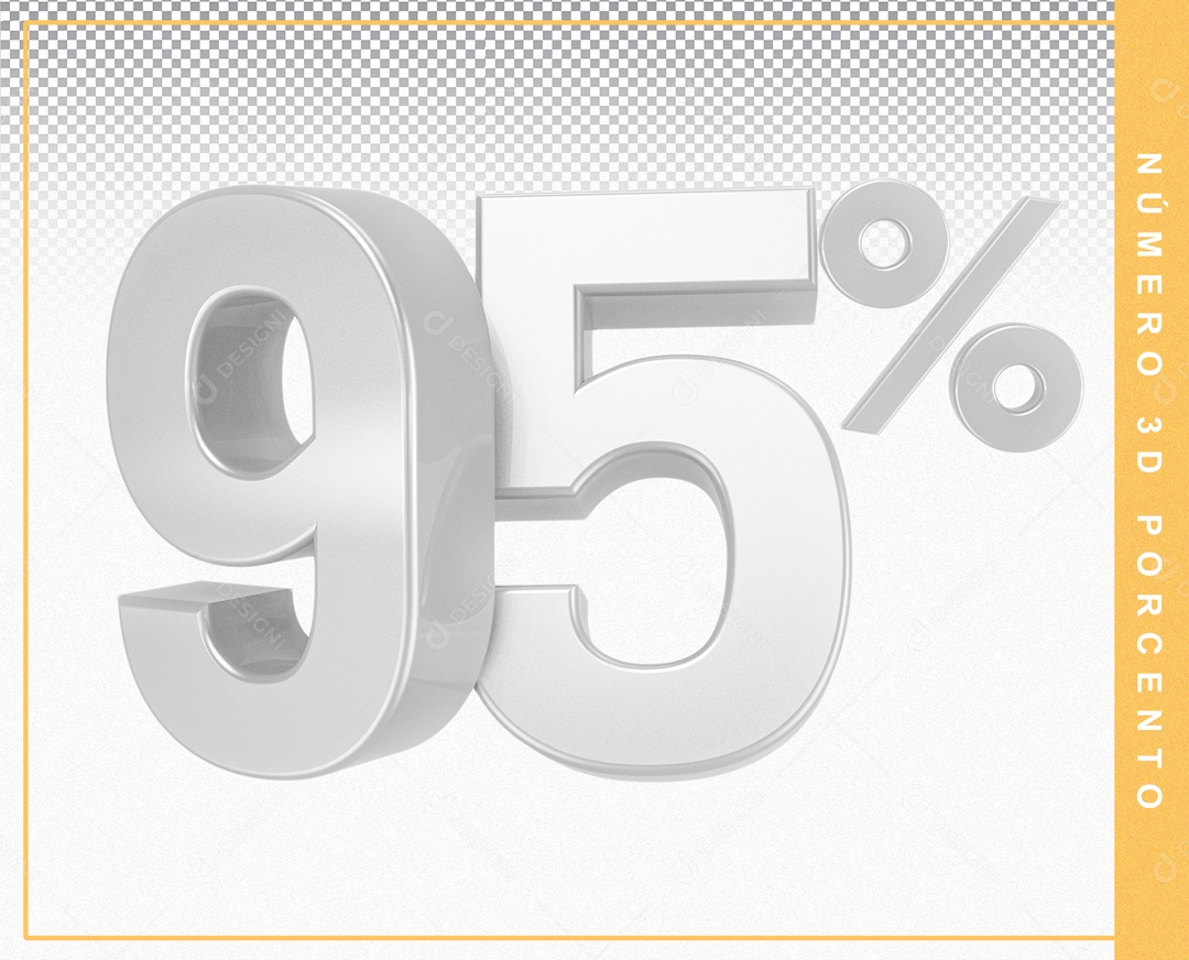 Número 3D Porcento Prata 95% Para Composição PSD