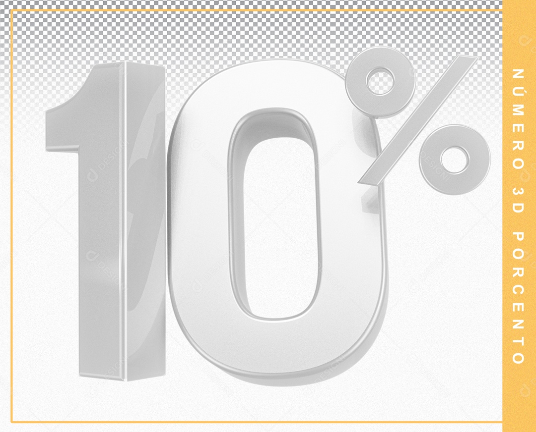 Número 3D Porcento Prata 10% Para Composição PSD