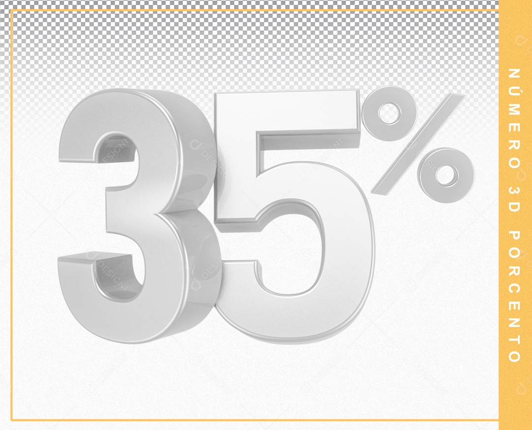 Número 3D Porcento Prata 35% Para Composição PSD
