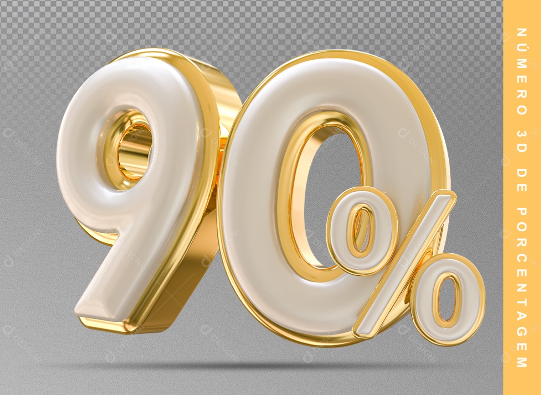 Número 3D Prata E Dourado 90% Para Composição PSD