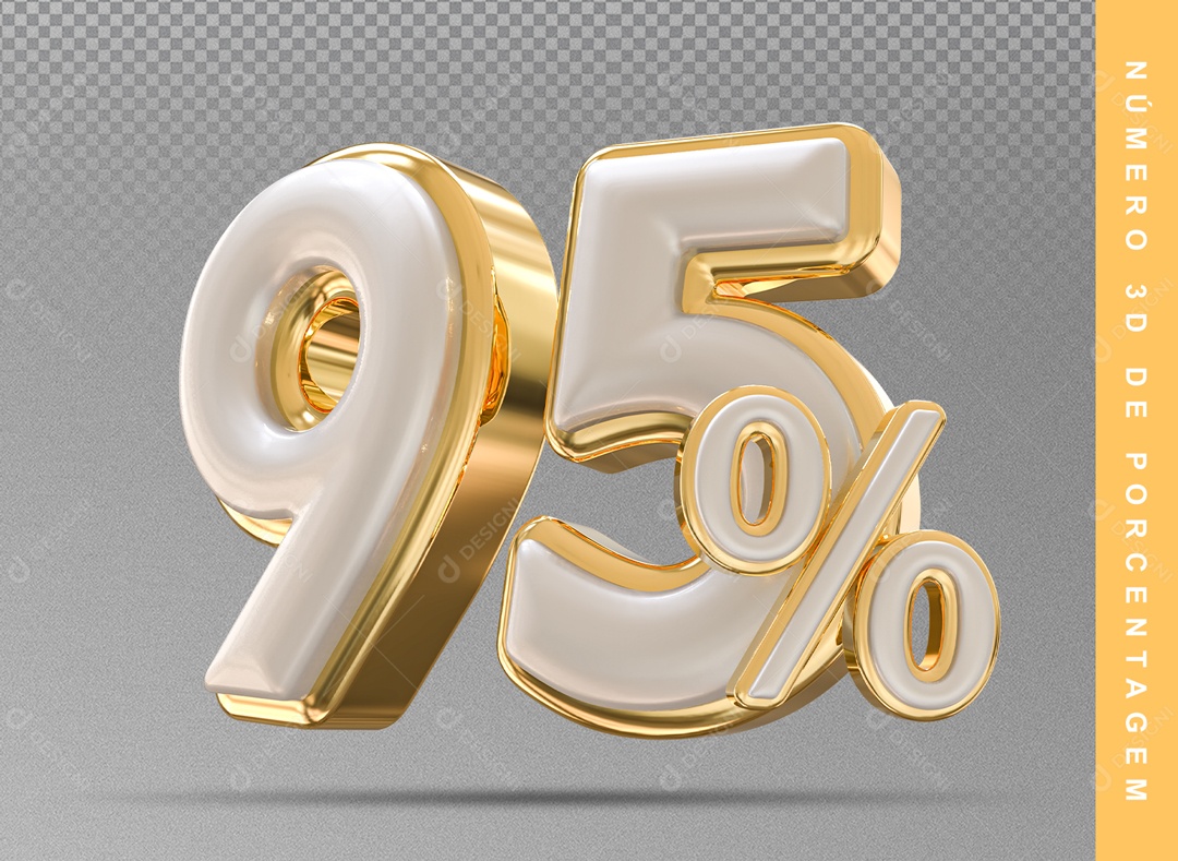 Número 3D Prata E Dourado 95% Para Composição PSD