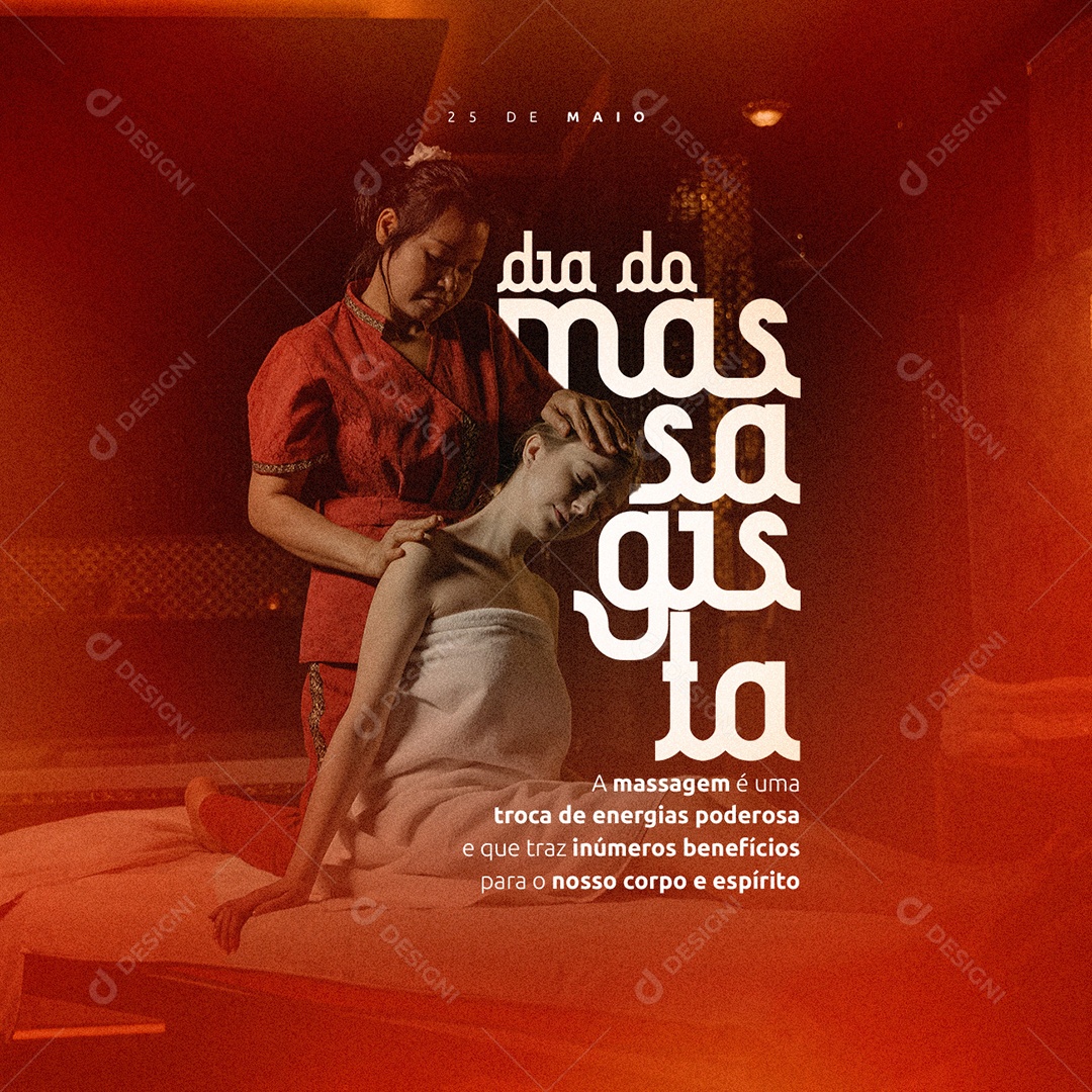 A Massagem É Uma Troca De Energia Poderosa Dia Da Massagista Social Media PSD Editável