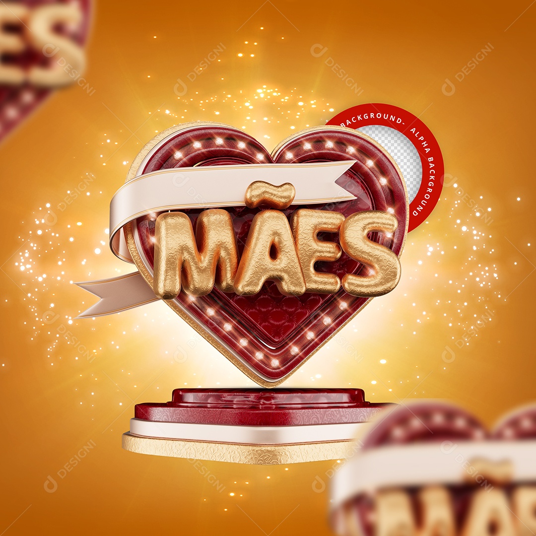 Selo 3D Para Composição Mães PSD