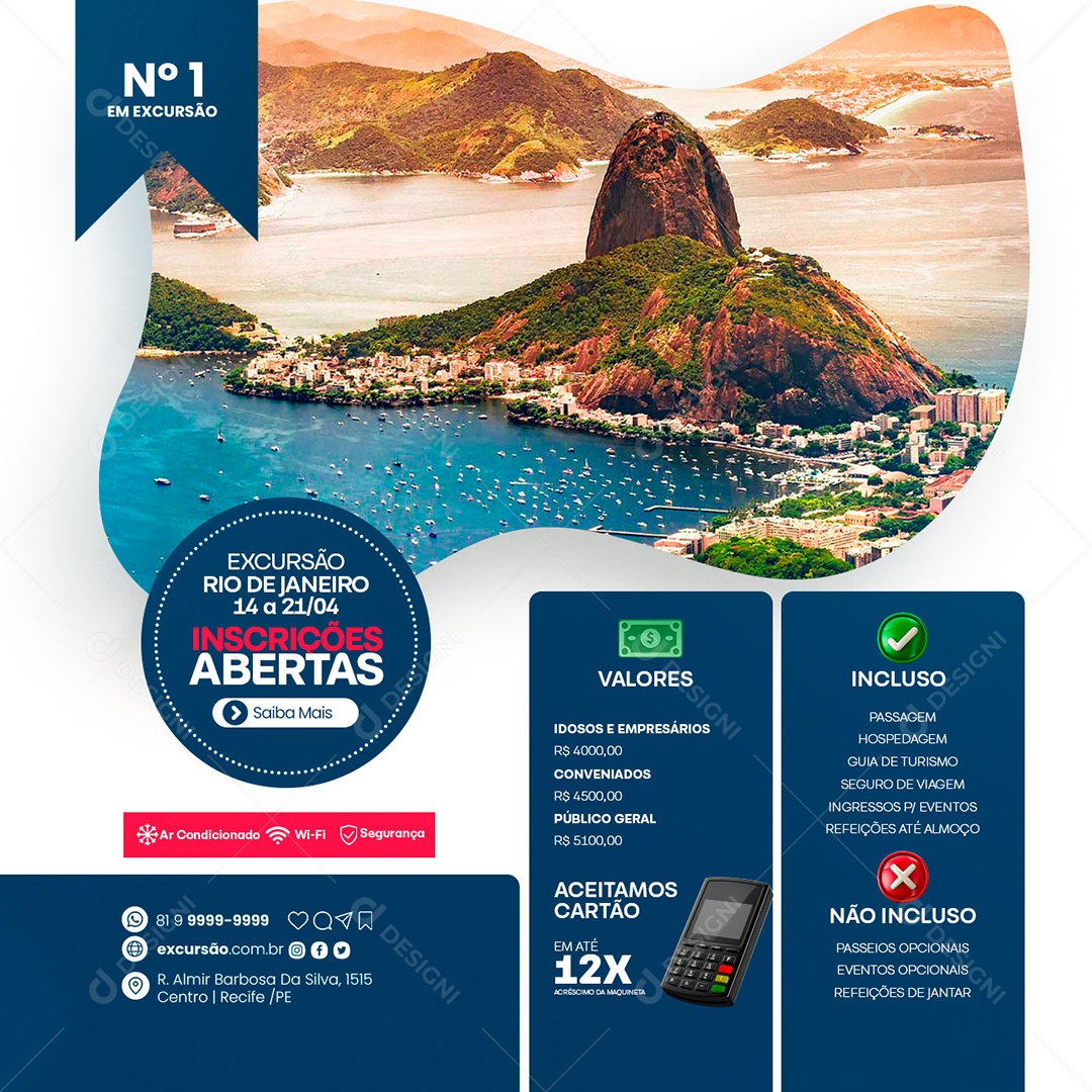 Excursão Rio De Janeiro 14 A 21/04 Inscrições Abertas Social Media PSD Editável