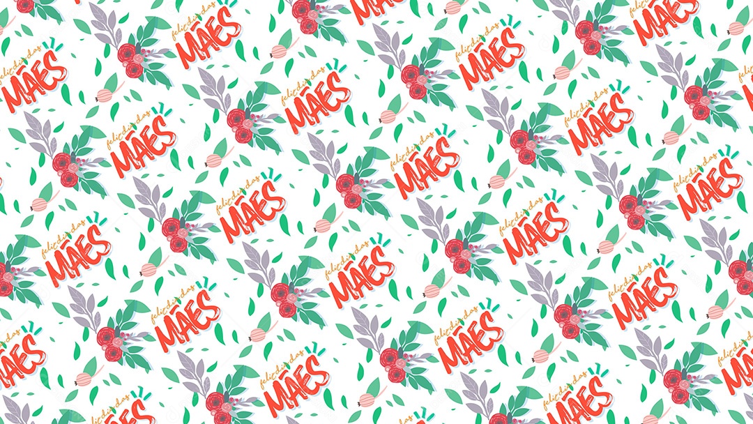 Pattern Padrões Geométricos Texto Feliz Dia Das Mães Em Fundo Branco Vetor AI + PAT