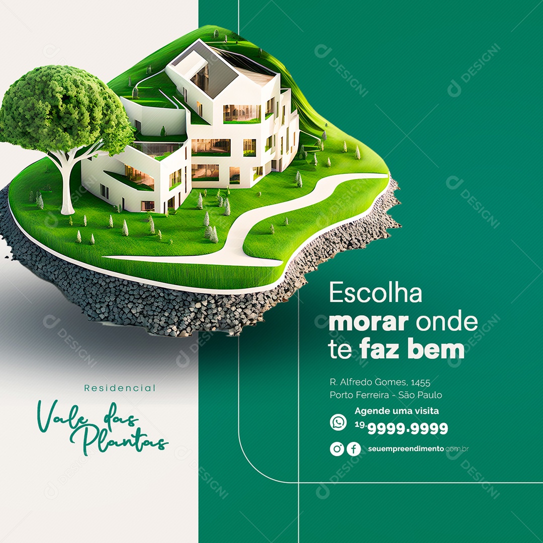 Escolha Morar Onde Te Faz Bem Empreendimento Imobiliária Social Media PSD Editável