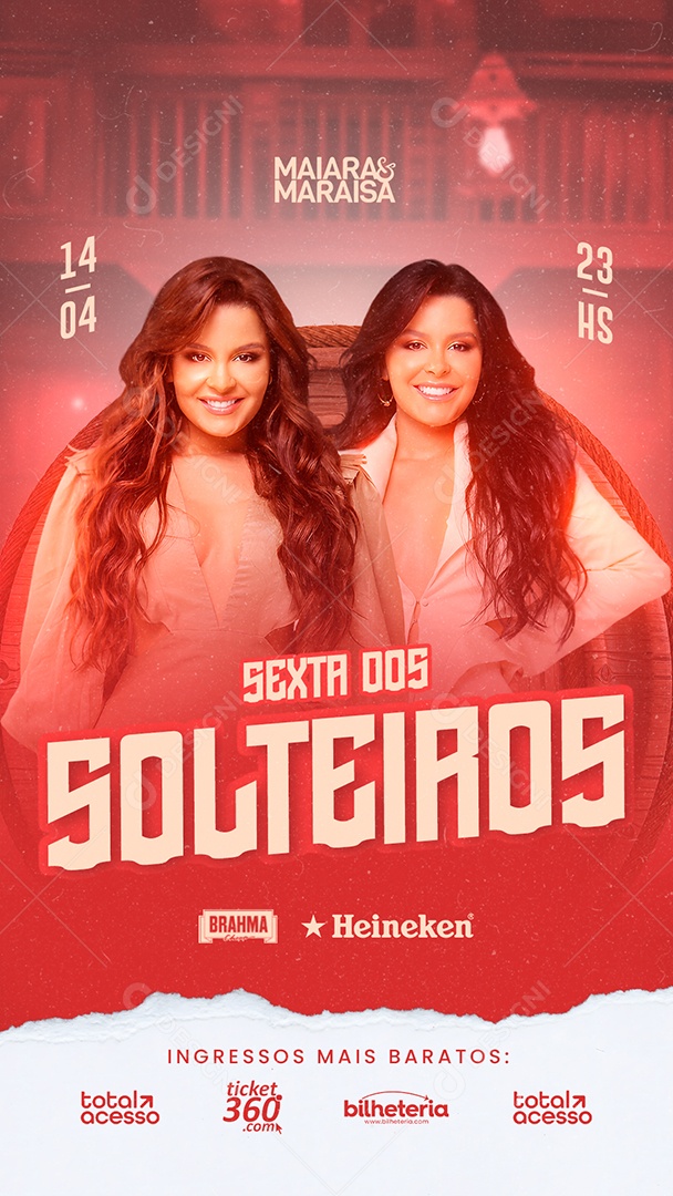 Story Sexta Dos Solteiros Flyer Maiara & Maraisa Social Media PSD Editável
