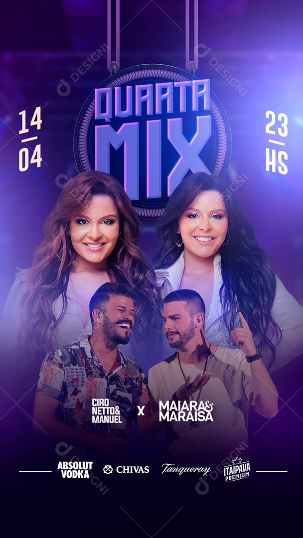 Story Quarta Mix Flyer Ciro Netto & Manuel Maiara & Maraisa Social Media PSD Editável