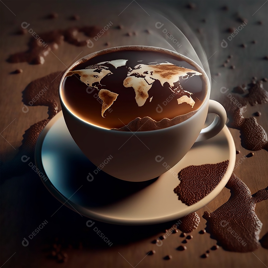 Xícara de café sobre uma mesa de madeira