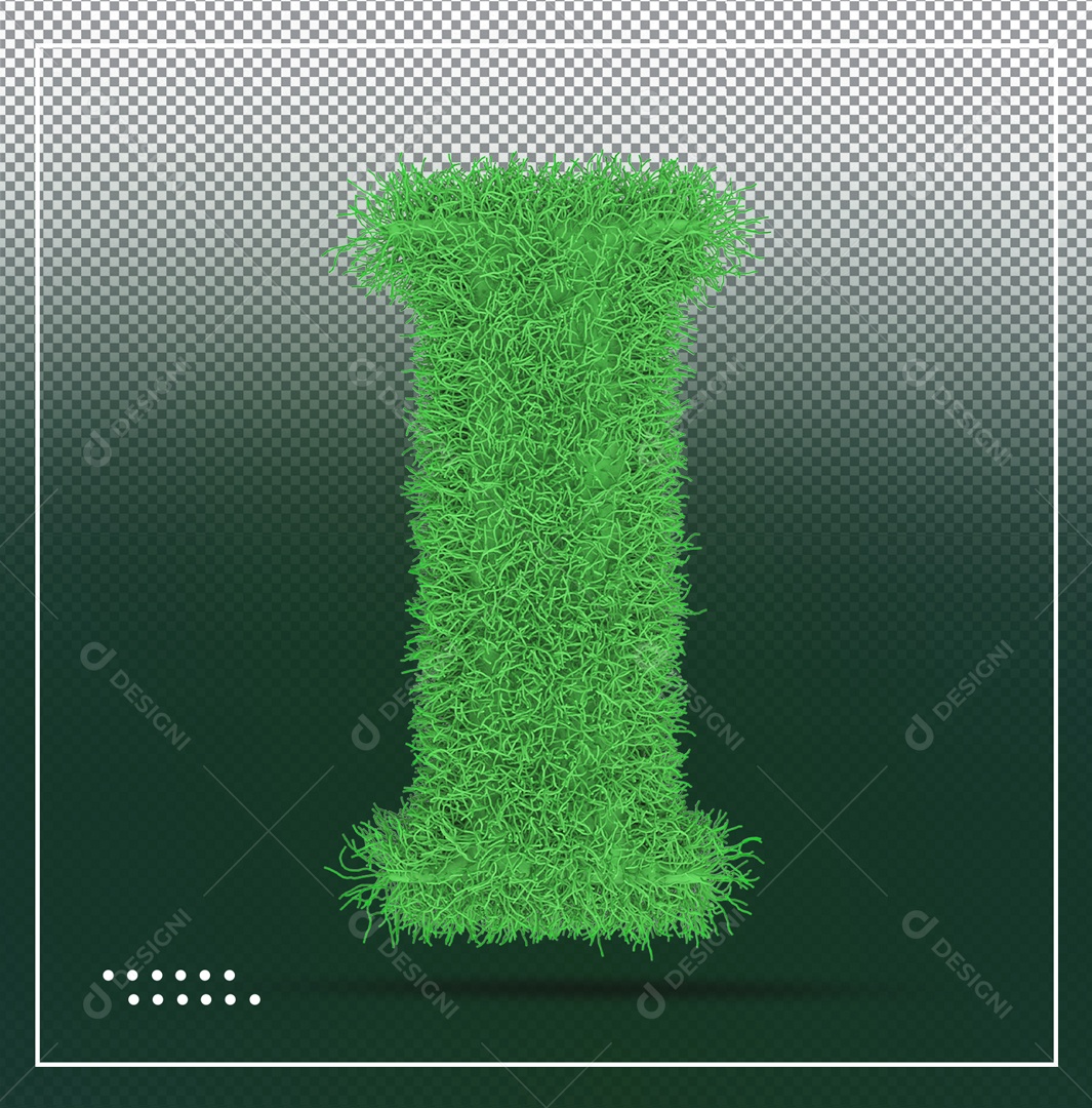 Alfabeto De Letra I Verde Elemento 3D Para Composição PSD