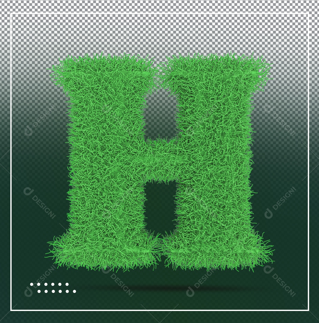 Alfabeto De Letra H Verde Elemento 3D Para Composição PSD