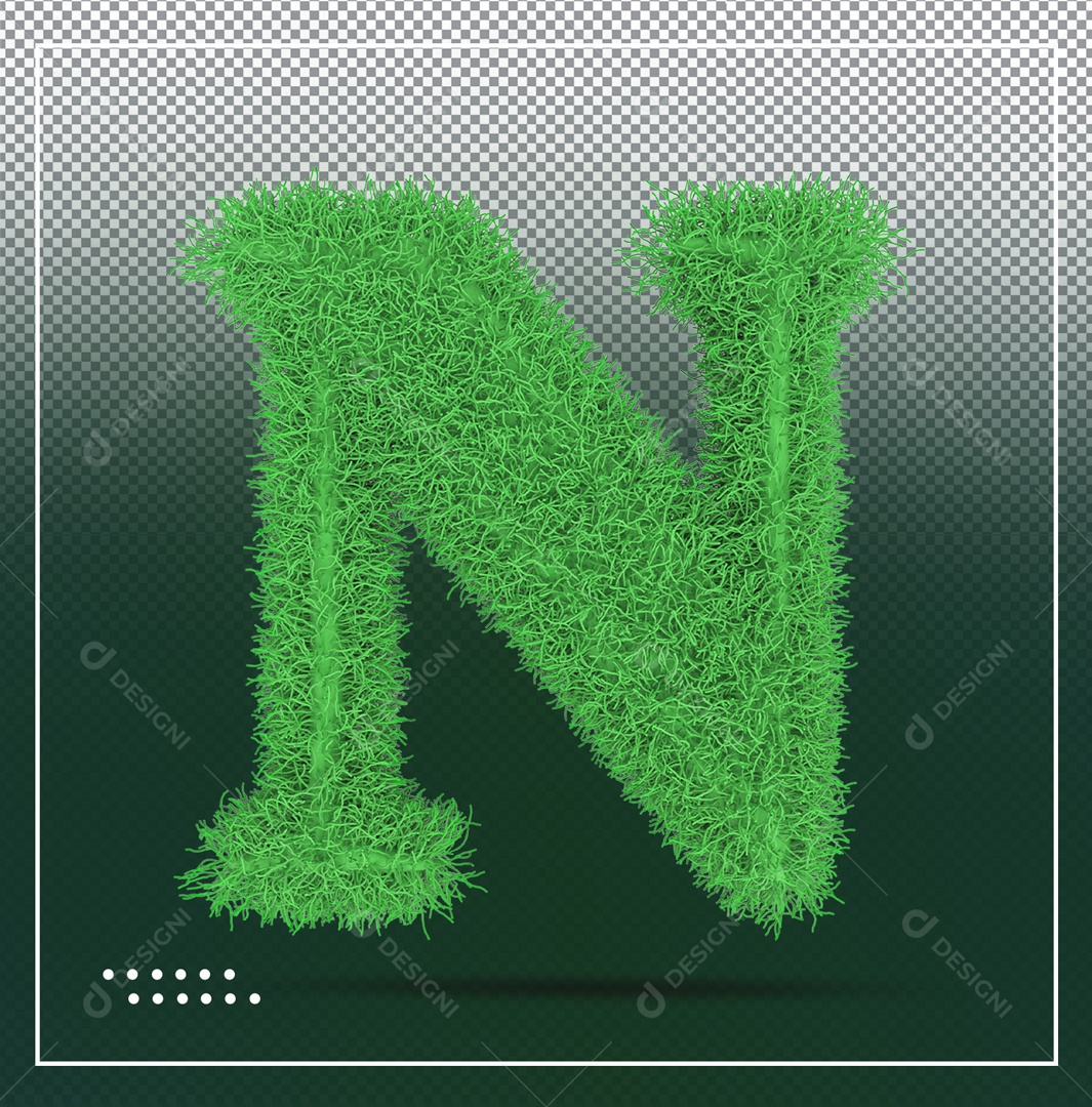 Alfabeto De Letra N Verde Elemento 3D Para Composição PSD