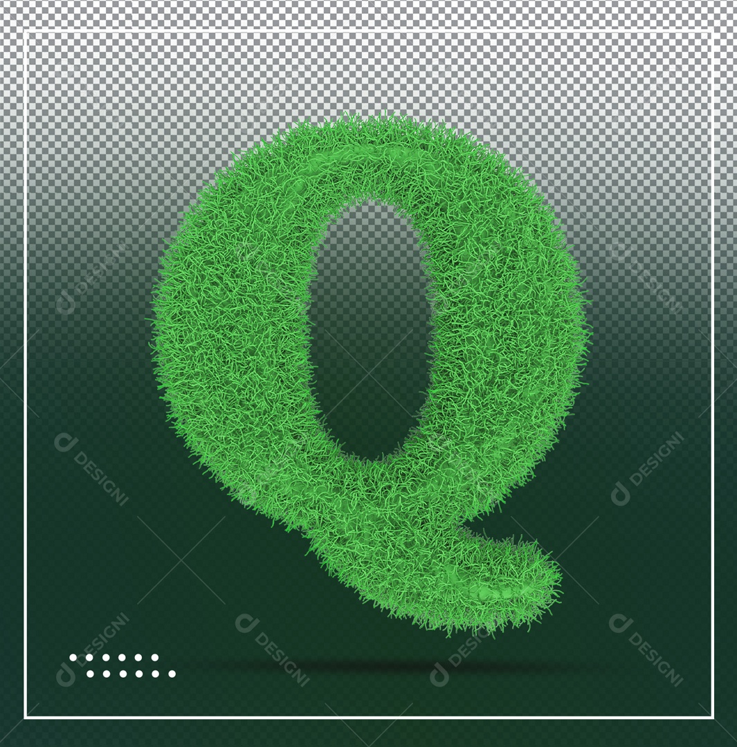 Alfabeto De Letra Q Verde Elemento 3D Para Composição PSD
