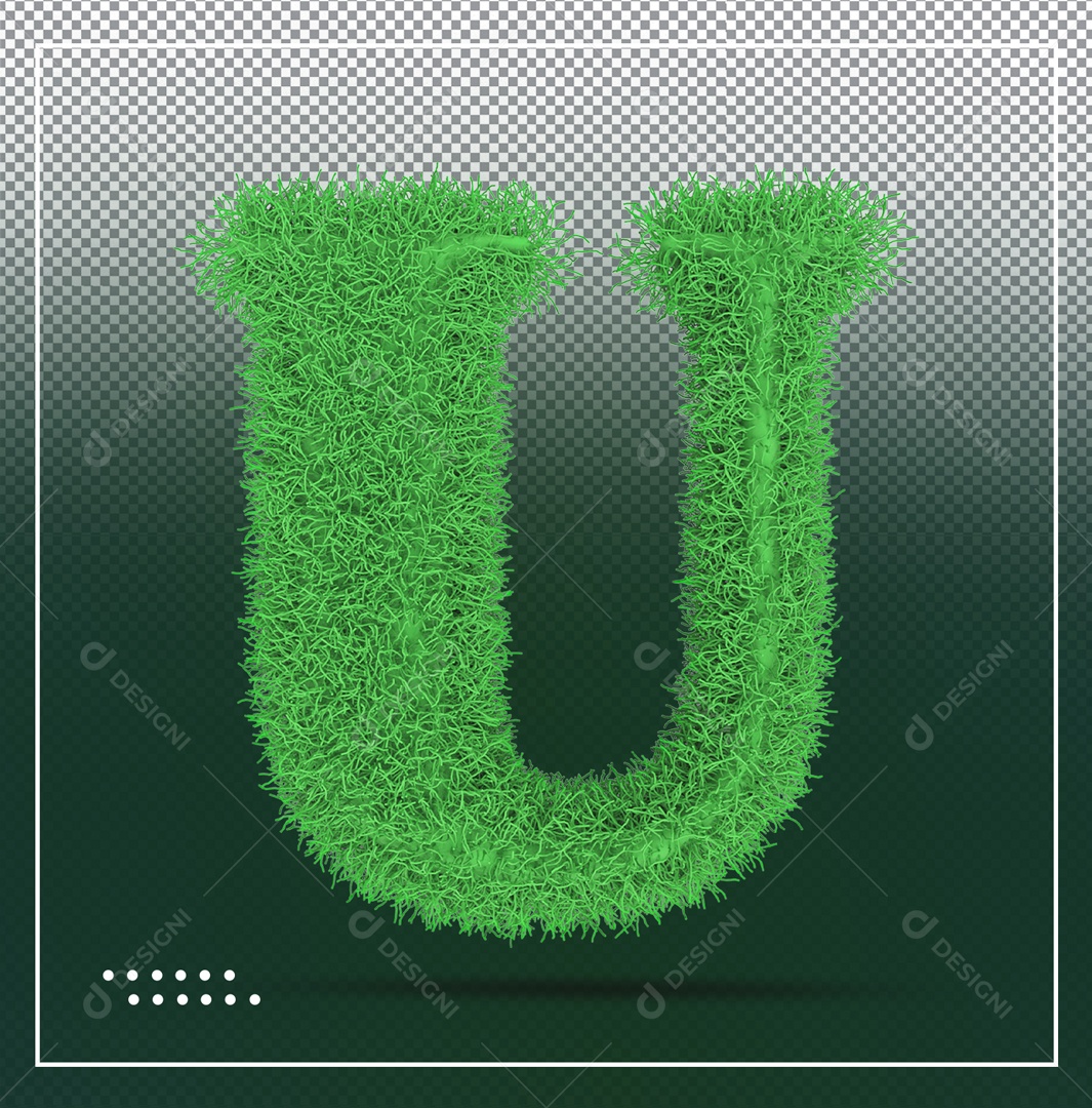 Alfabeto De Letra U Verde Elemento 3D Para Composição PSD