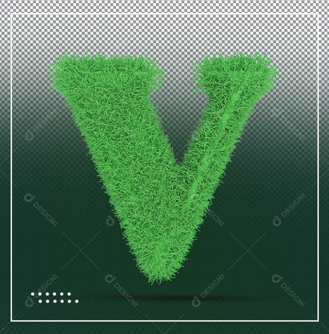 Alfabeto De Letra V Verde Elemento 3D Para Composição PSD