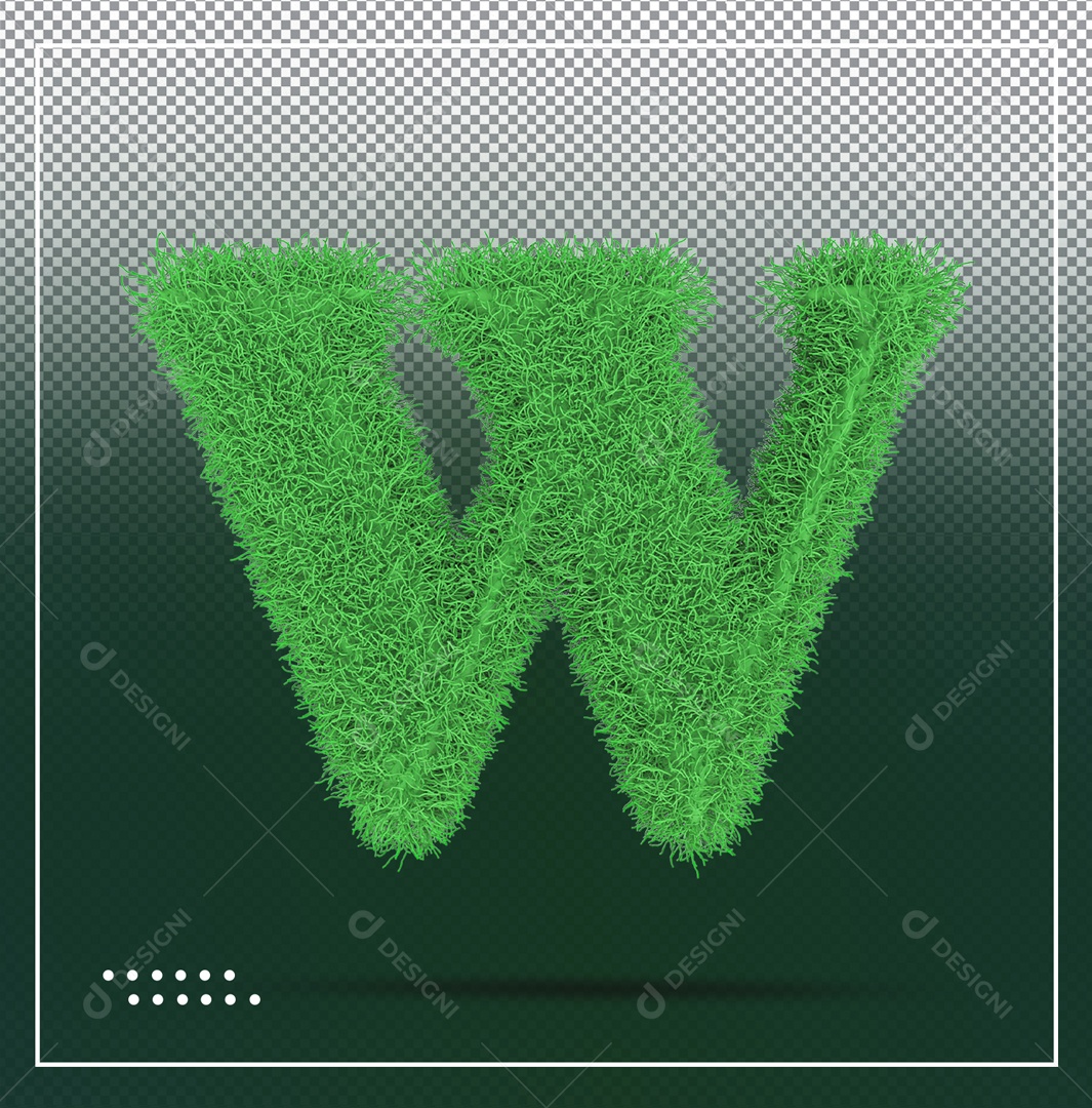 Alfabeto De Letra W Verde Elemento 3D Para Composição PSD