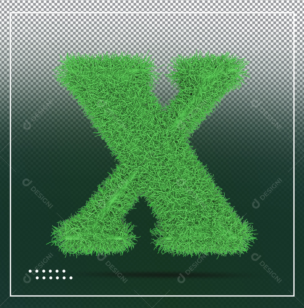 Alfabeto De Letra X Verde Elemento 3D Para Composição PSD