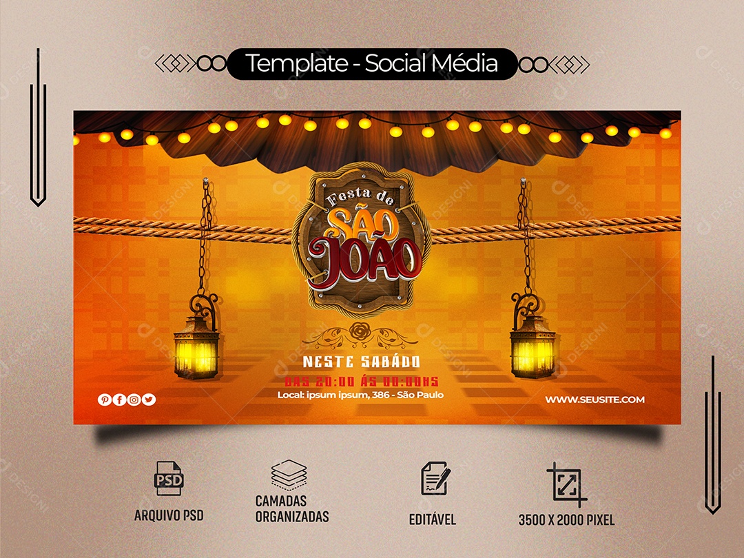Banner Festa de São João Social Media PSD Editável