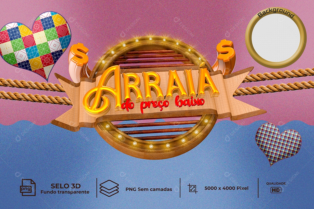 Selo 3D Para Composição Arraiá do Preço Baixo PNG Transparente