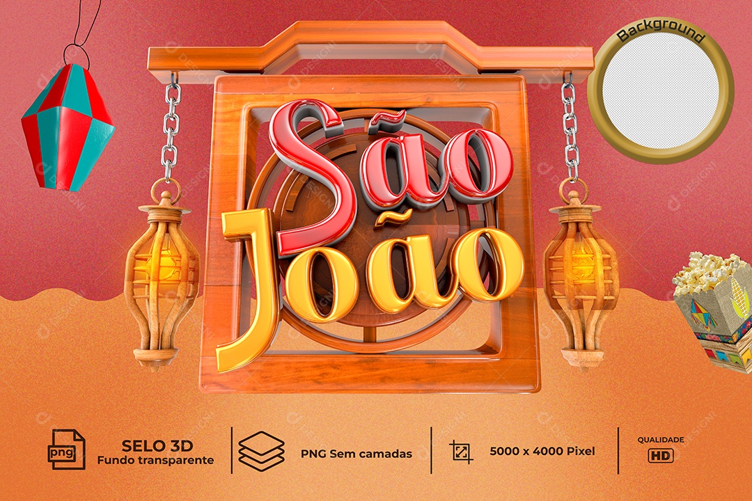 Selo 3D Para Composição São João PNG Transparente