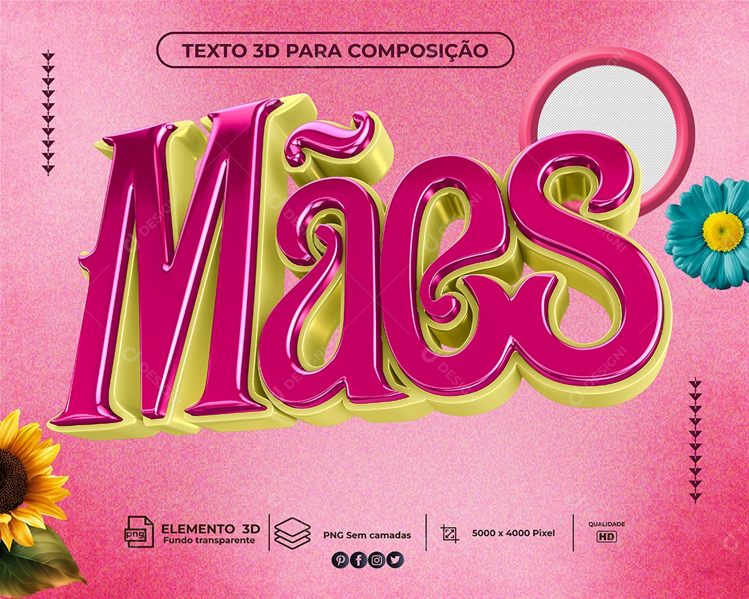 Texto 3D Para Composição Mãe PNG Transparente