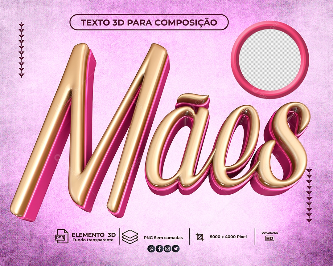 Texto 3D Para Composição Mães PNG Transparente