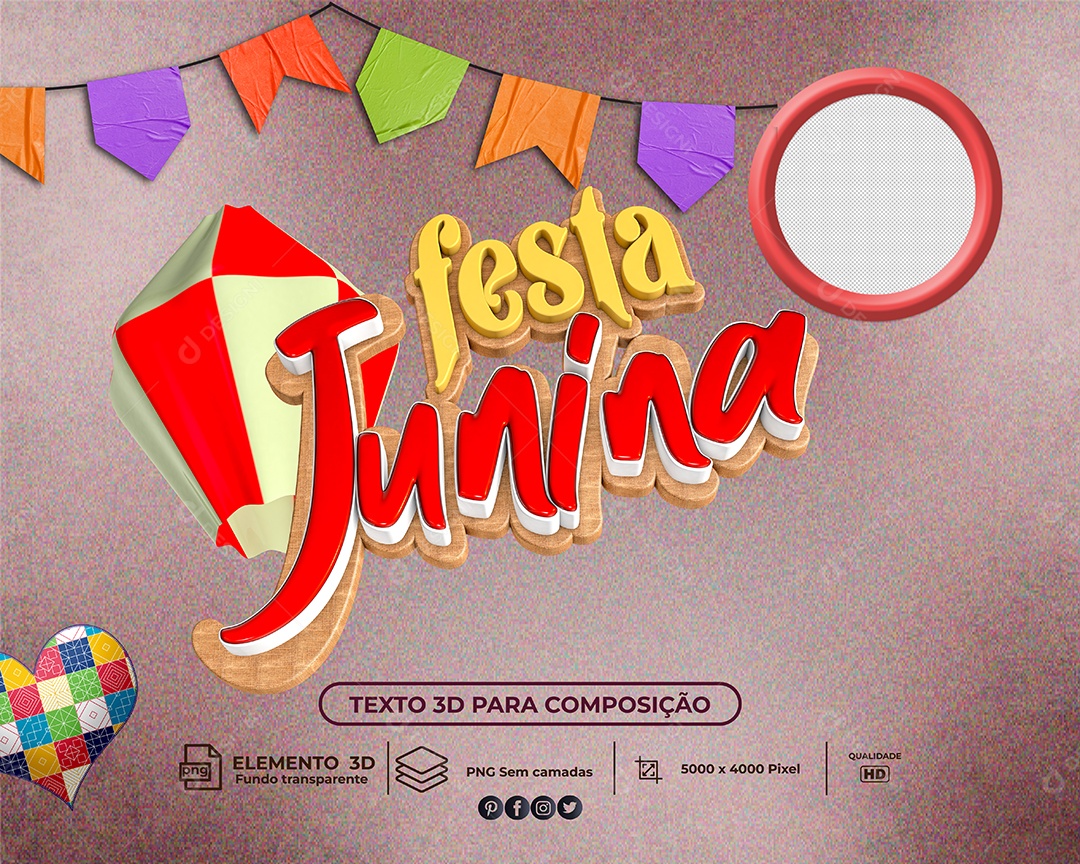 Selo 3D Para Composição Festa Junina PNG Transparente
