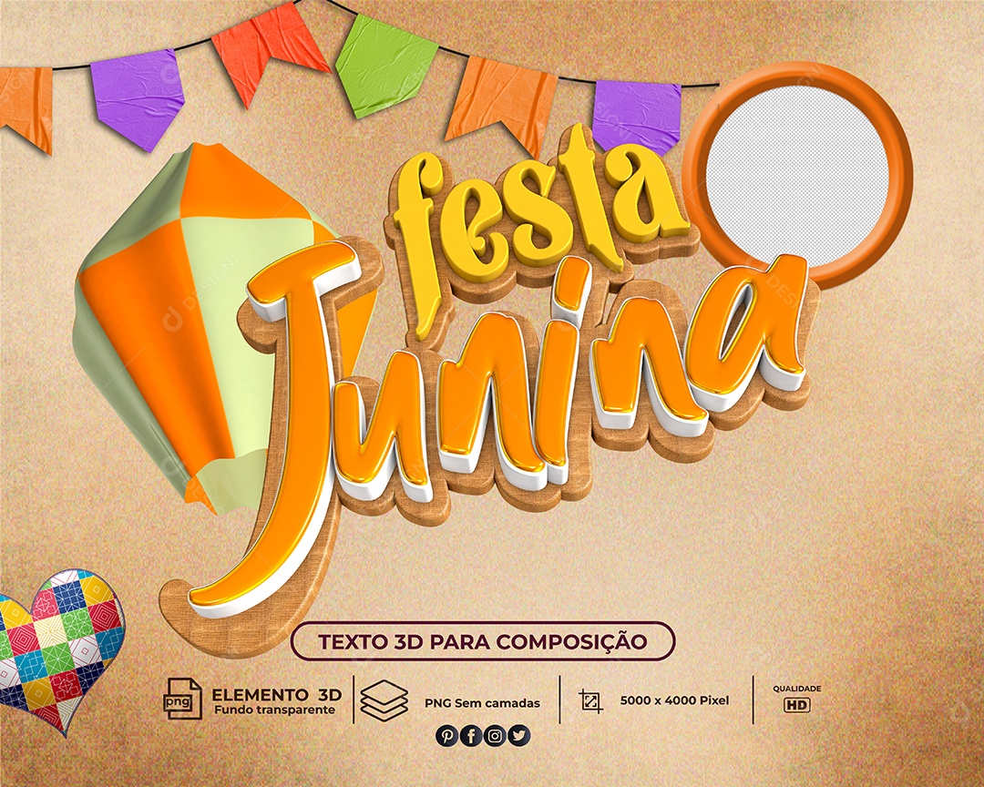 Selo 3D Para Composição Festa Junina PNG Transparente
