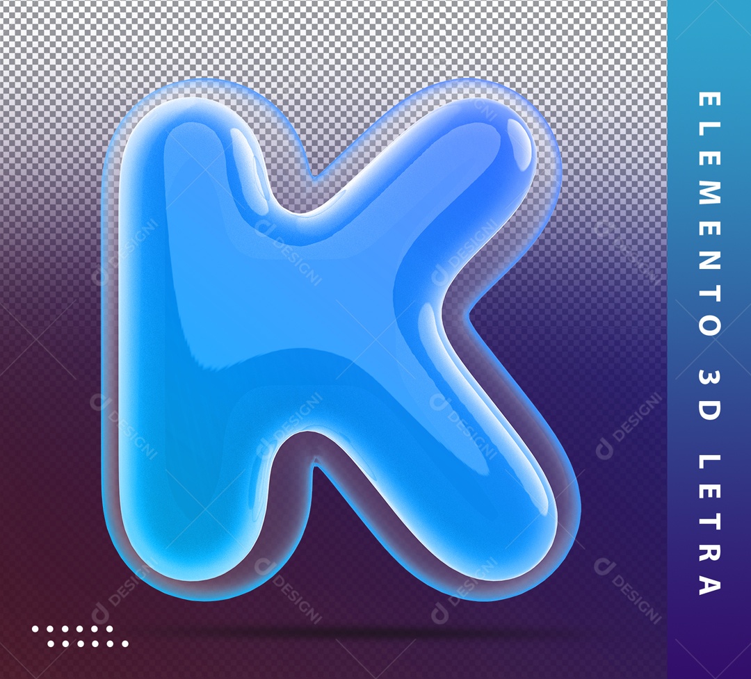 Alfabeto De Letra K Balão Azul Elemento 3D PSD