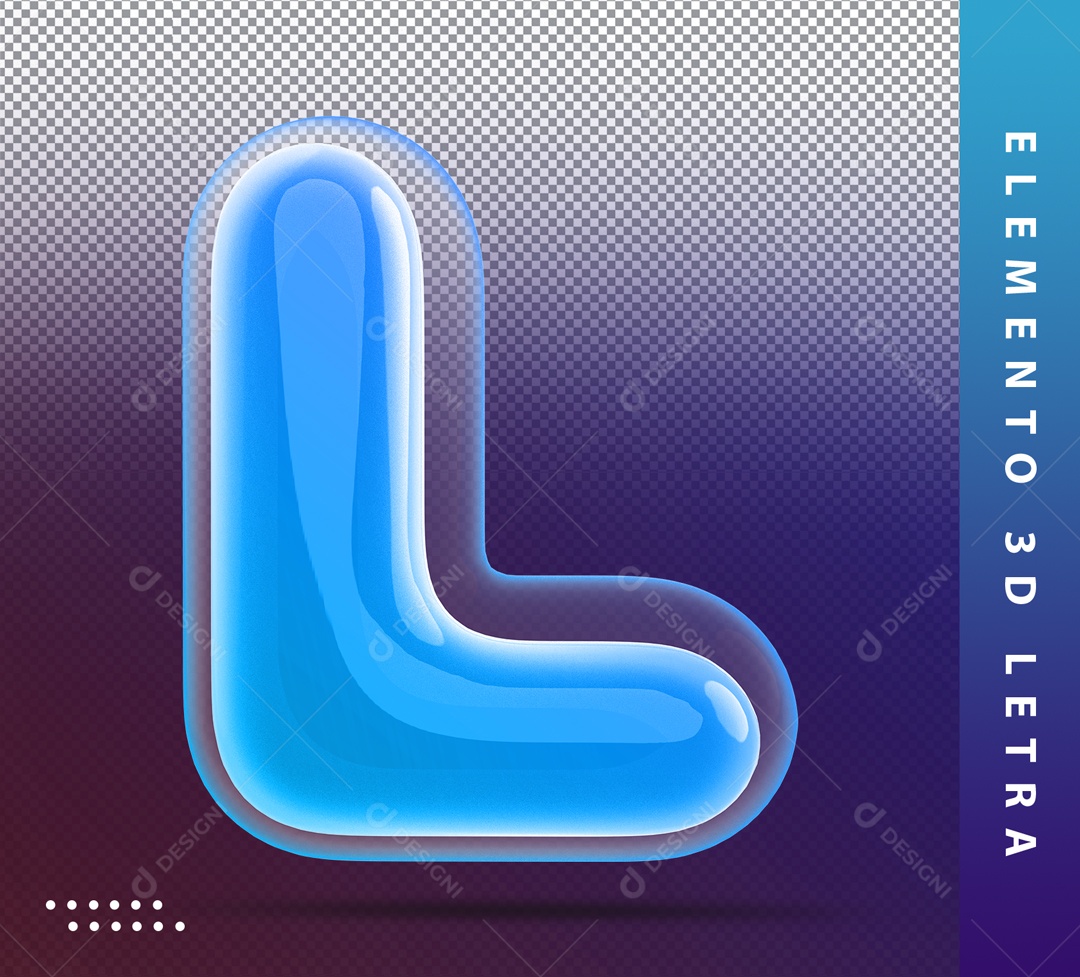 Alfabeto De Letra L Balão Azul Elemento 3D PSD