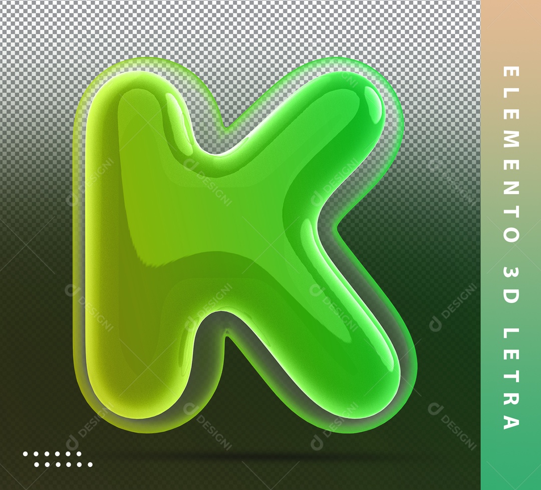Alfabeto De Letra K Balão Verde Elemento 3D PSD