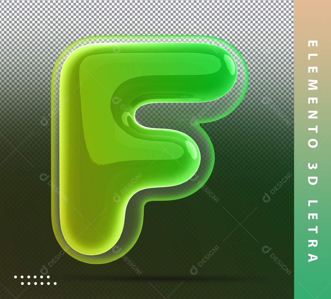 Alfabeto De Letra F Balão Verde Elemento 3D PSD