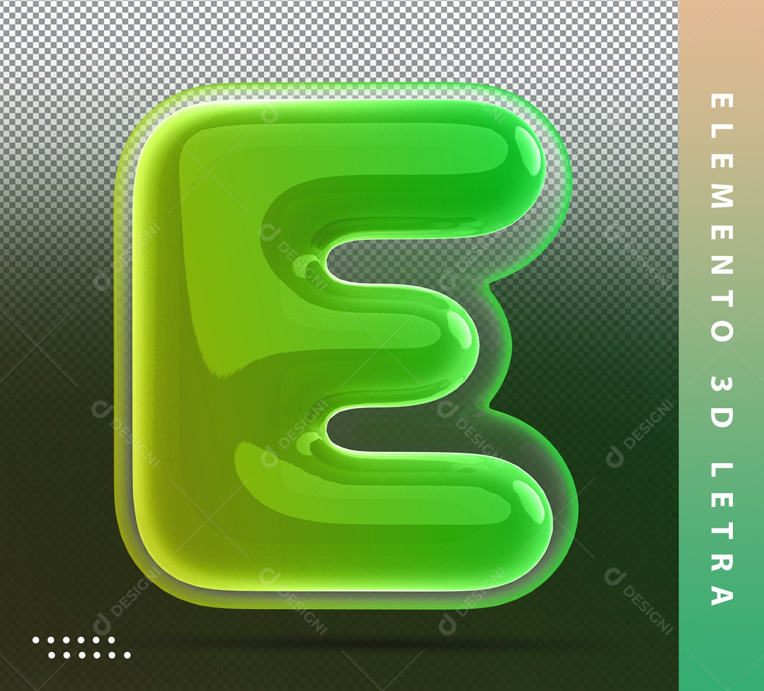 Alfabeto De Letra E Balão Verde Elemento 3D PSD