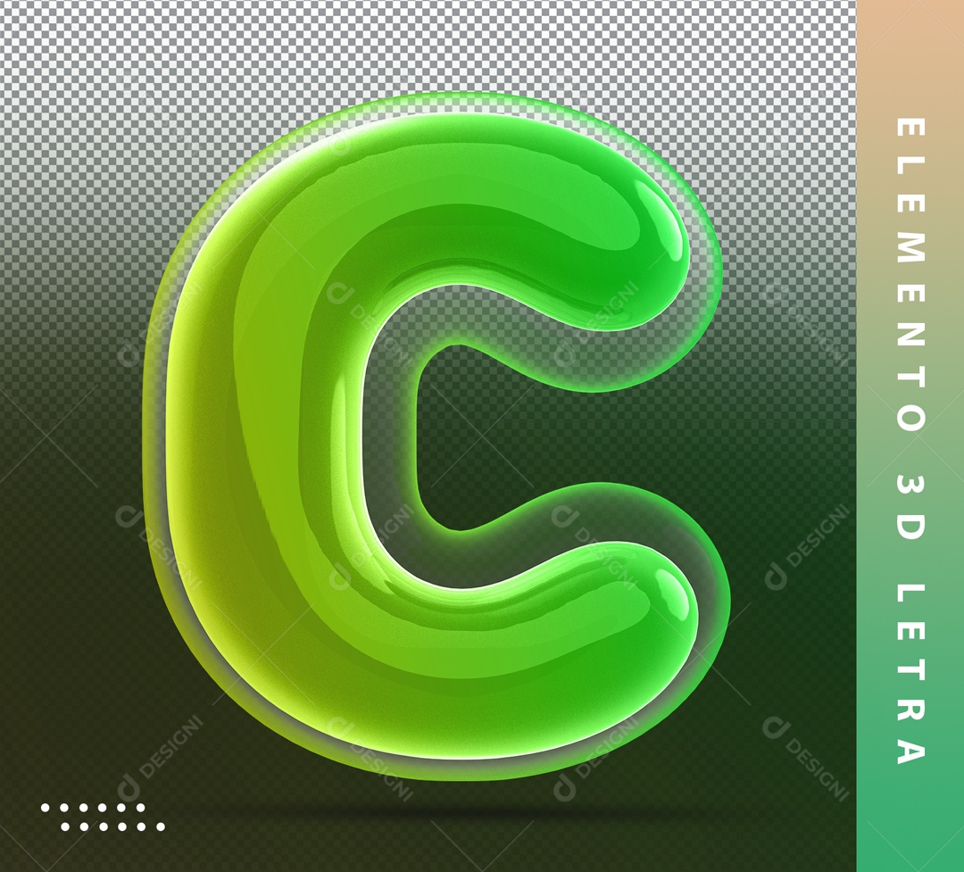 Alfabeto De Letra C Balão Verde Elemento 3D PSD