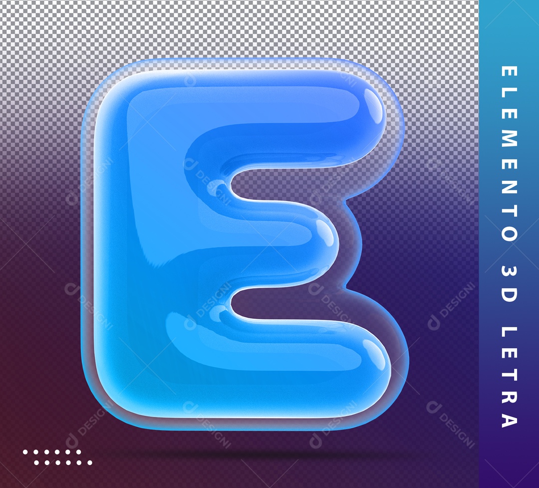 Alfabeto De Letra E Balão Azul Elemento 3D PSD
