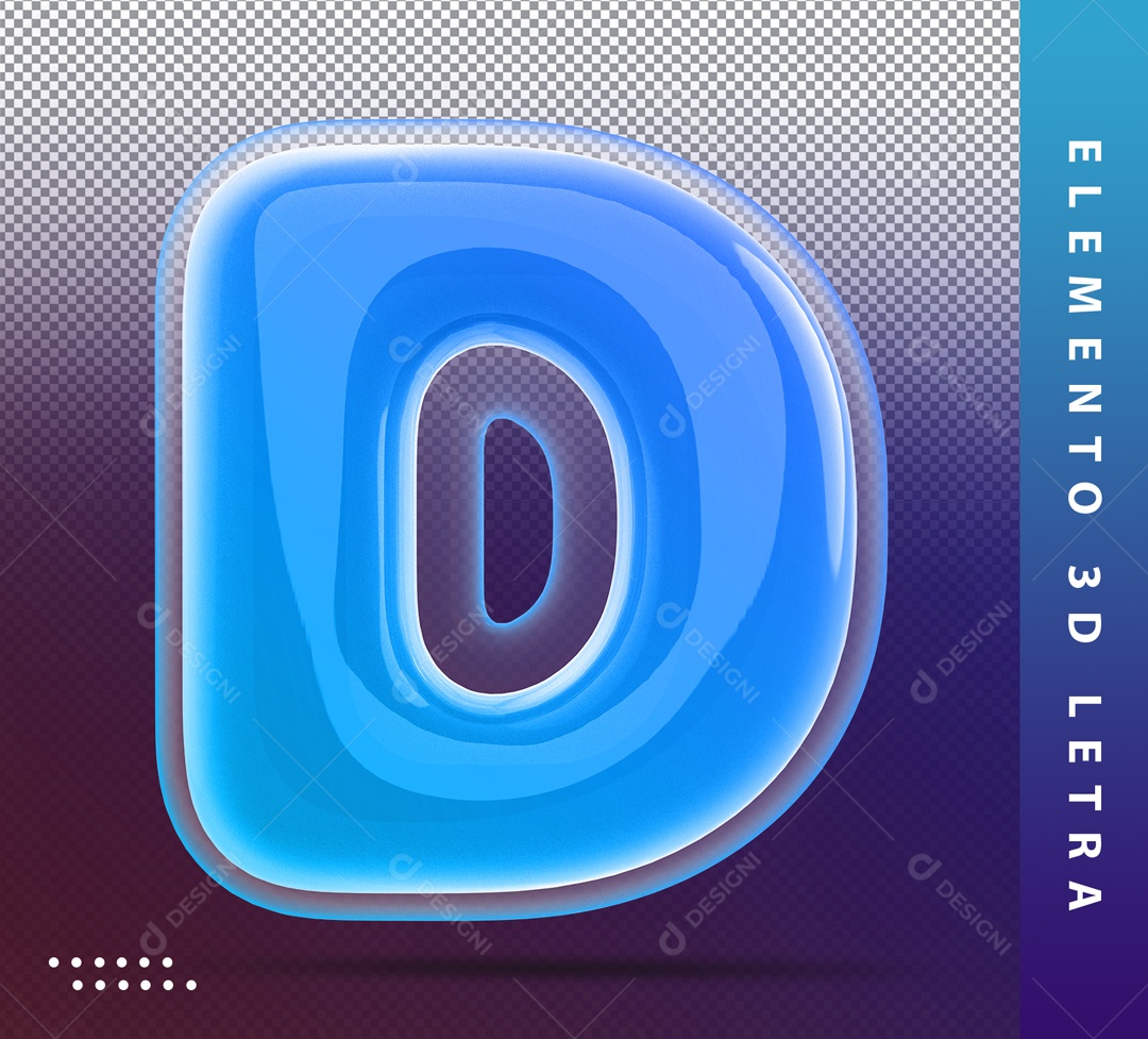 Alfabeto De Letra D Balão Azul Elemento 3D PSD