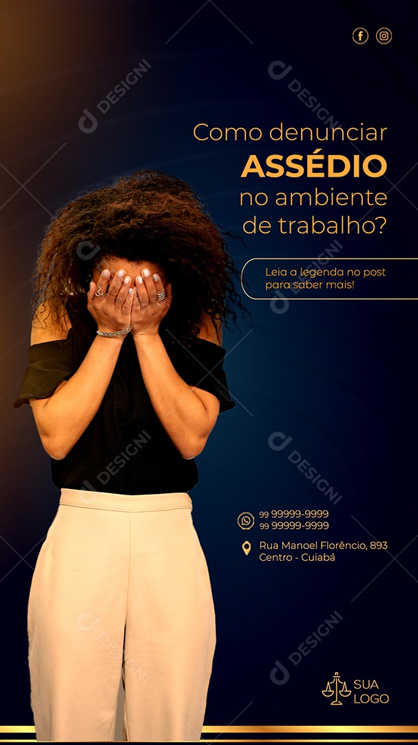 Story Como Denunciar Assédio no Ambiente de Trabalho? Social Media PSD Editável