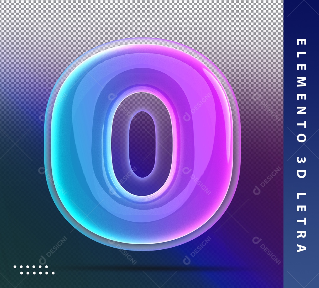 Alfabeto De Letra O Balão Azul E Roxo Elemento 3D PSD