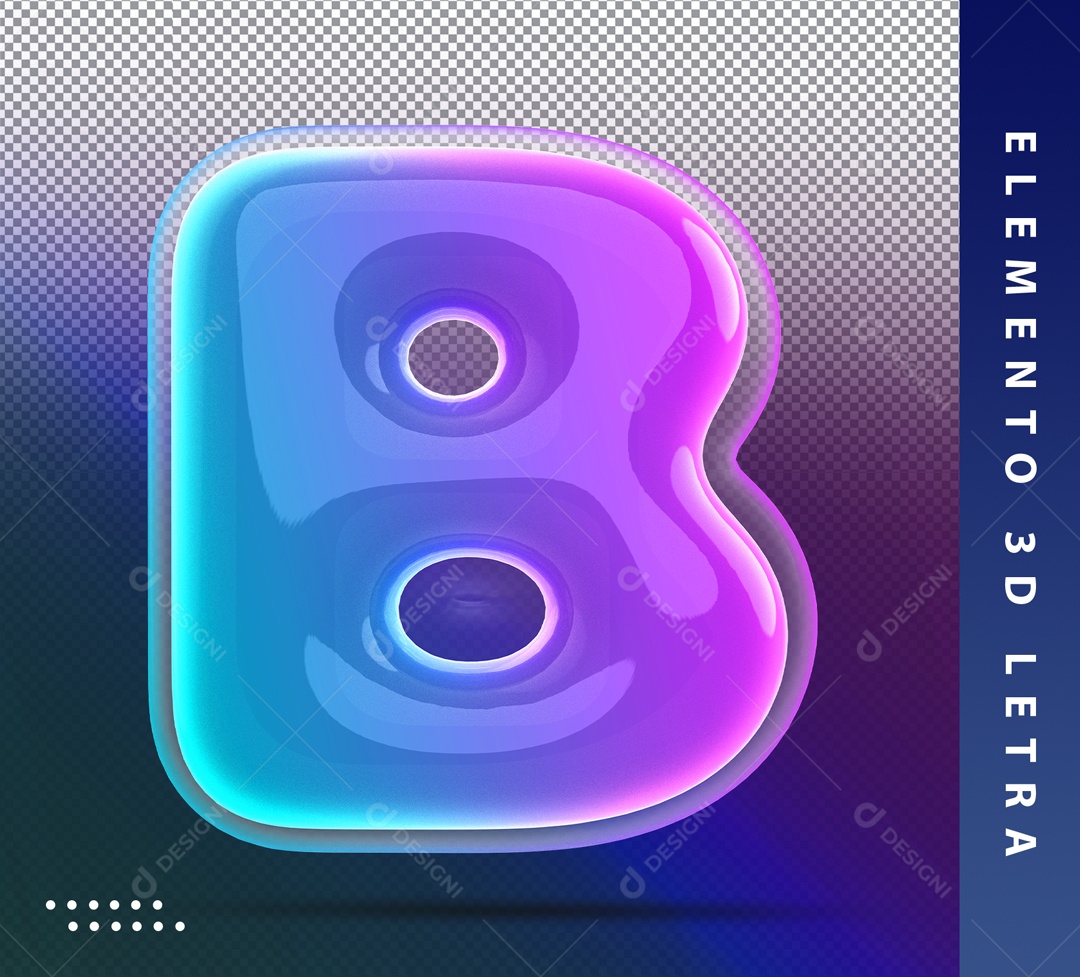 Alfabeto De Letra B Balão Azul E Roxo Elemento 3D PSD