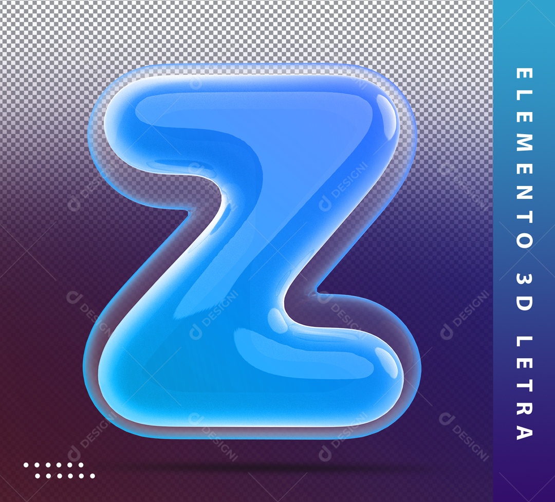 Alfabeto De Letra M Balão Azul Elemento 3D PSD