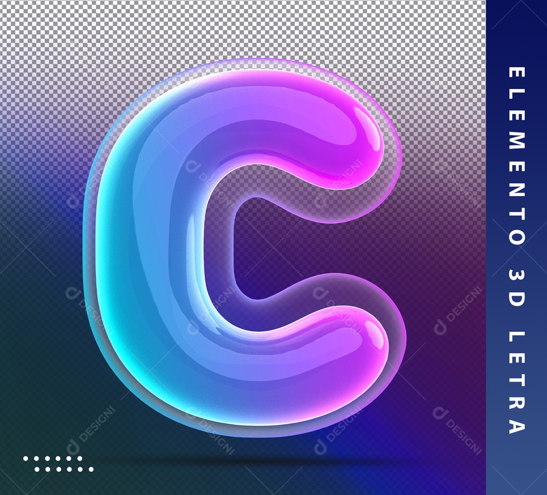 Alfabeto De Letra C Balão Azul E Roxo Elemento 3D PSD