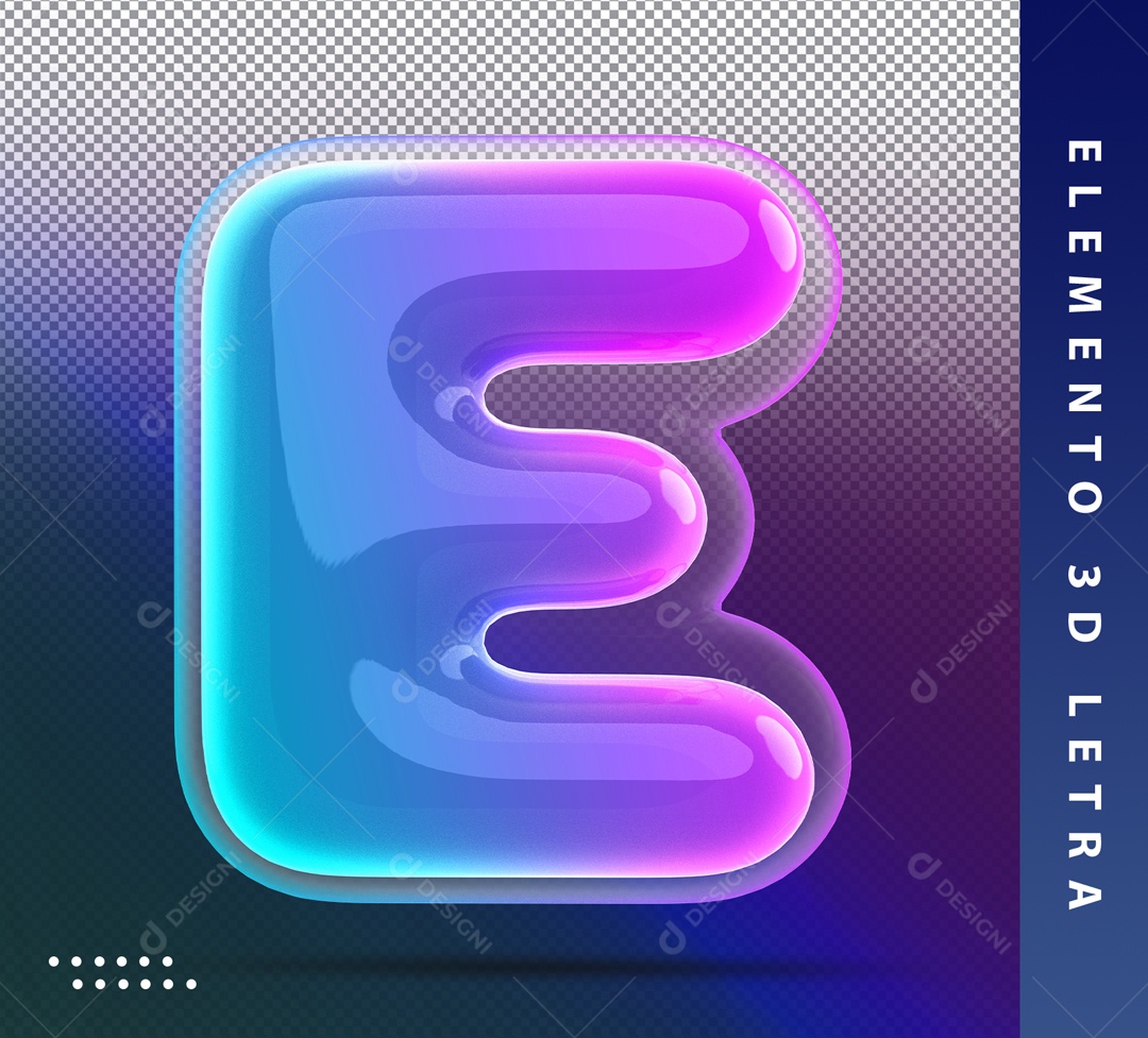 Alfabeto De Letra E Balão Azul E Roxo Elemento 3D PSD